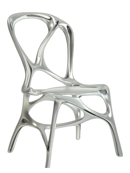 metallic skeleton chair with organic structure modern sculptural furniture design